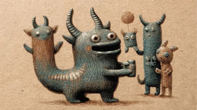 Mythical Creatures Dancing Illustration