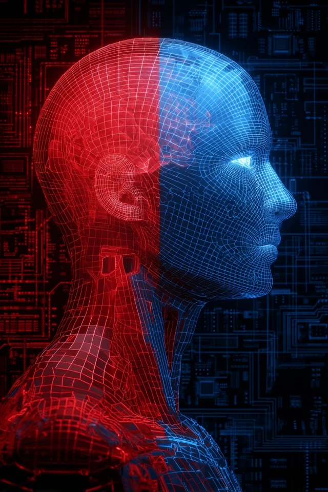 Cyberpunk AI Head Futuristic Design