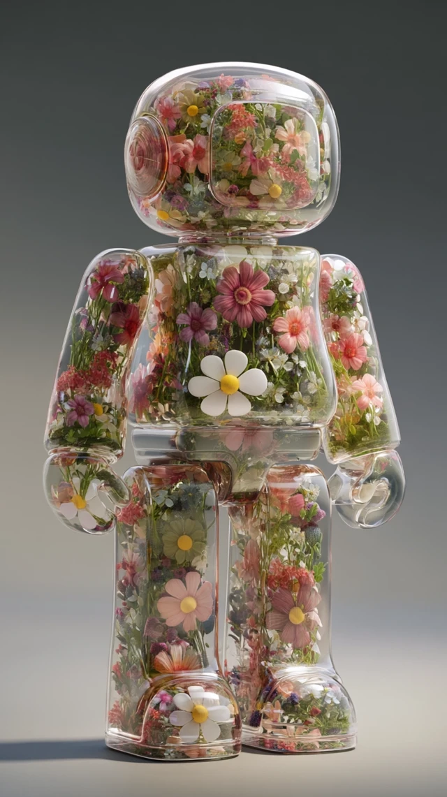 Floral Robot Vinyl Figure 3D Render Collectible Art