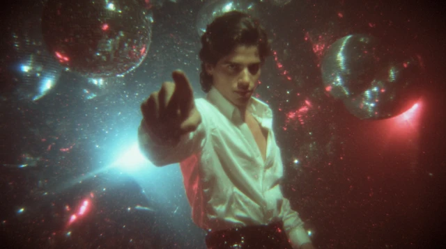 1980s Disco Retro Man Pointing Nostalgia