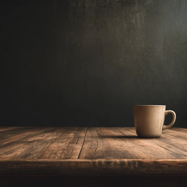 Coffee Mug Design Background Empty Table Close Up