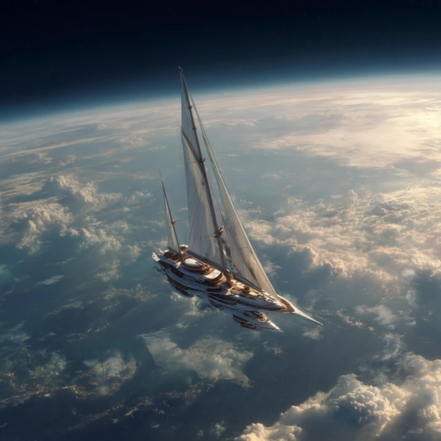 Fantasy Yacht Sailing Through Space