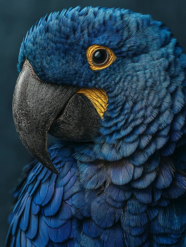 Hyacinth Macaw Portrait Stunning Detail and Vibrant Feathers