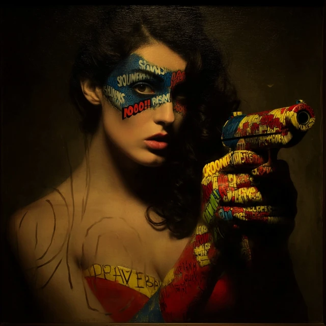 Superheroine with Gun Comic Book Style