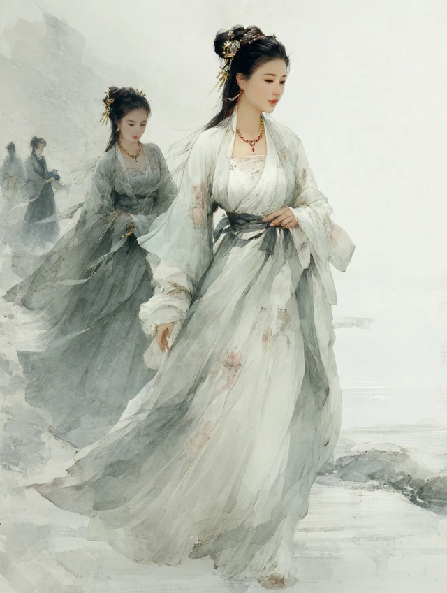 Ancient Chinese Ladies Ink Painting