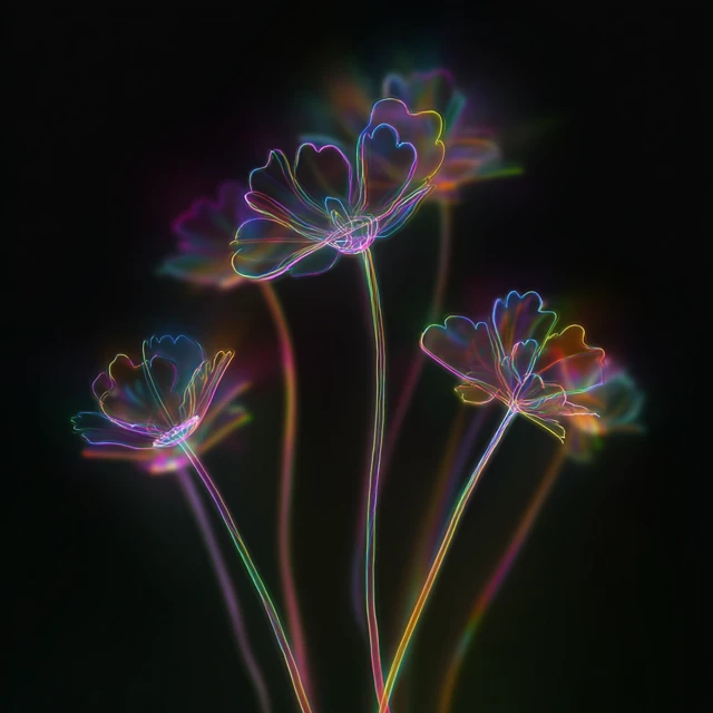 Fractal Flowers Silhouette Abstract Art