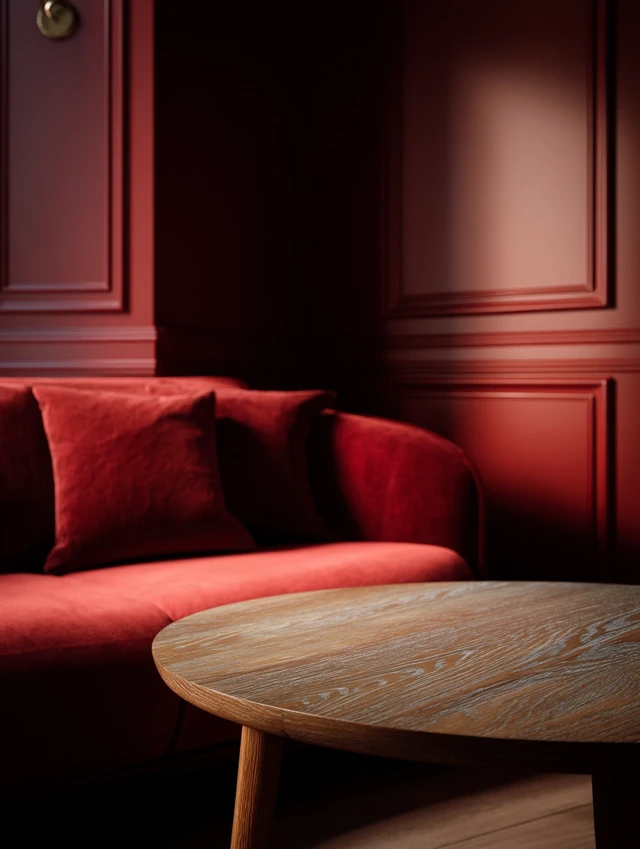 Crimson Living Room Interior Photography