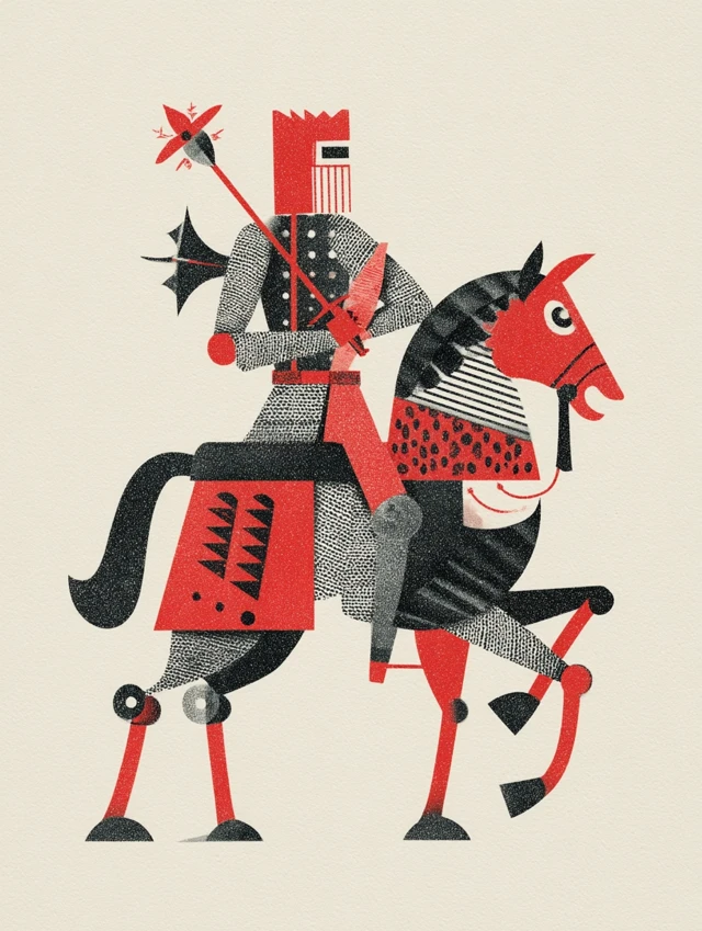Medieval Knight on Horse Illustration