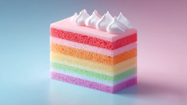Rainbow Cake Slice for Promotions or Backgrounds