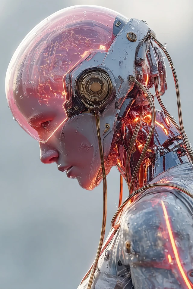 Cyberpunk Cyborg Face Ultra Realistic Detail
