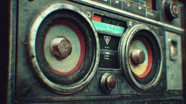 Retro Boombox Speaker Close Up