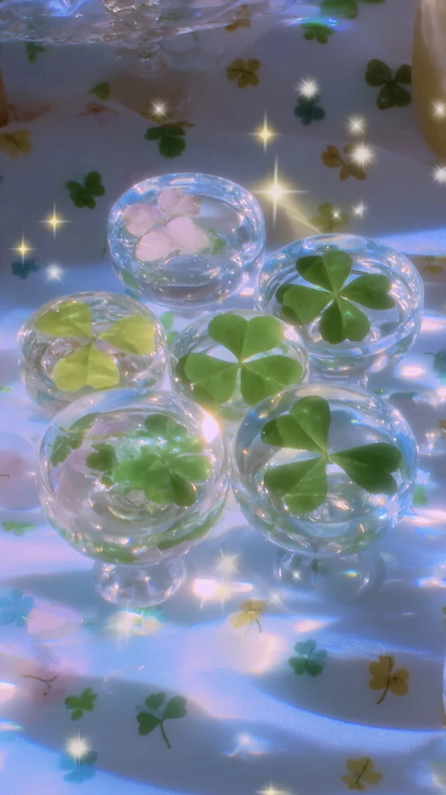 Clovers in Glass Spheres A Whimsical Still Life