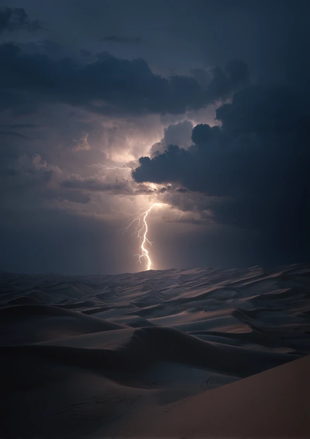 Lightning Strike Over Sand Dunes Photography