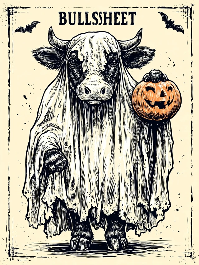 Halloween Cow Ghost Illustration Bullsheet