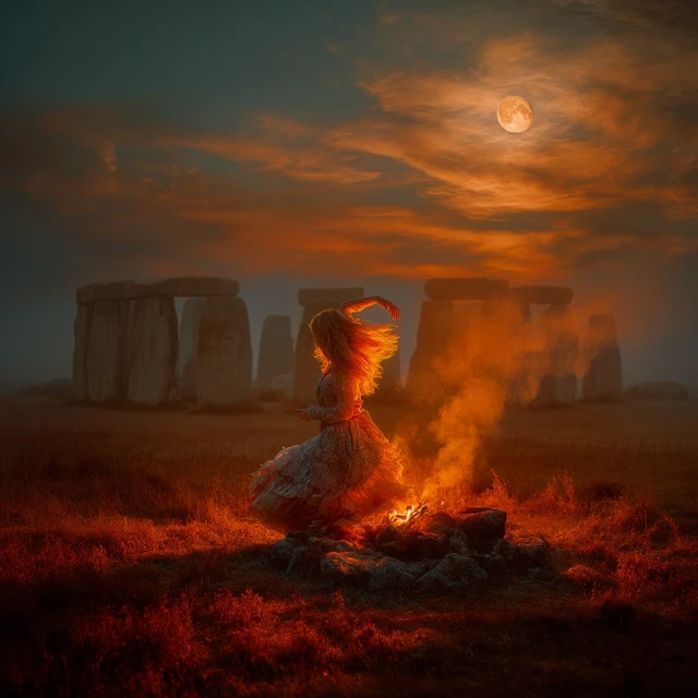 Norse Pagan Ritual Dance Stonehenge Full Moon