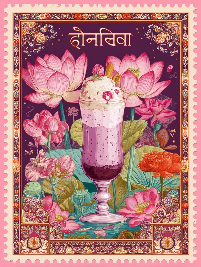 Falooda Indian Postage Stamp Illustration