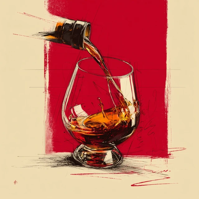 Restaurant Logo Pouring Cognac Red and White