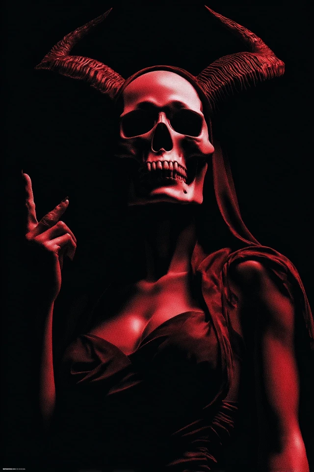 Evil Skull Portrait with Devil Horns