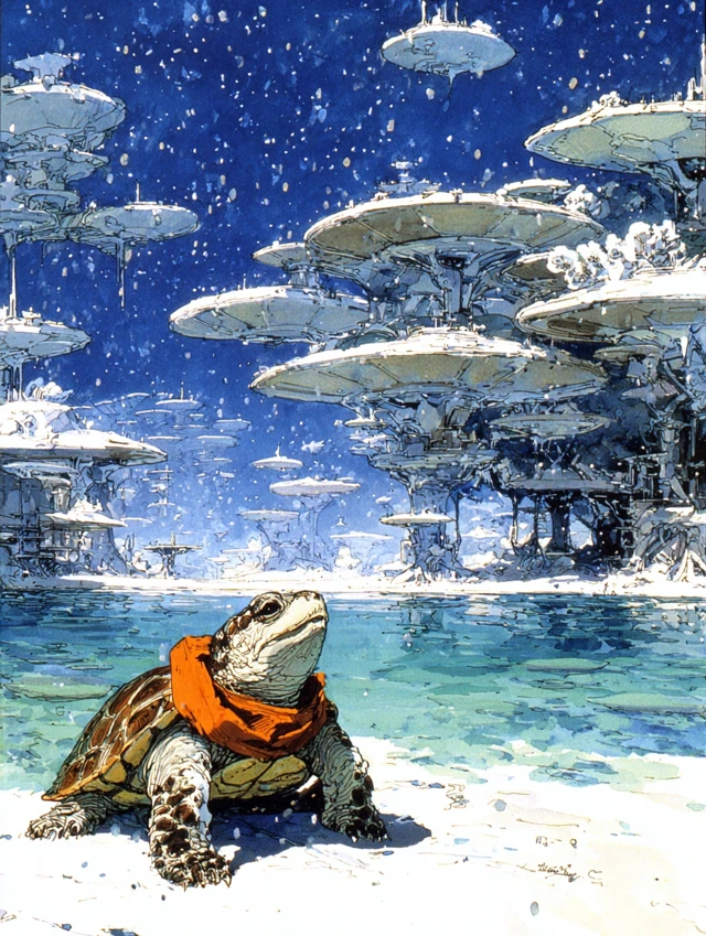Alien Turtle on Crystal Planet Moebius Style
