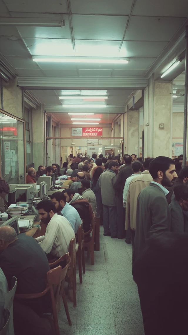 Crowded Iranian Regulatory Office Interior