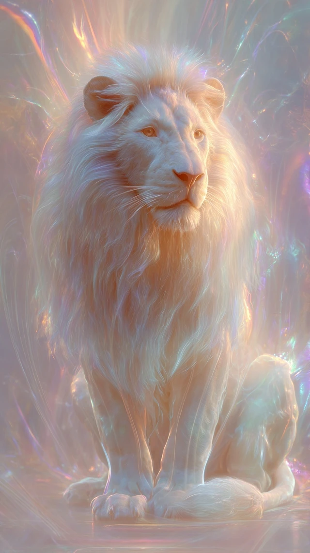 Mystical Lion Art Glowing Aura Sacred Divine
