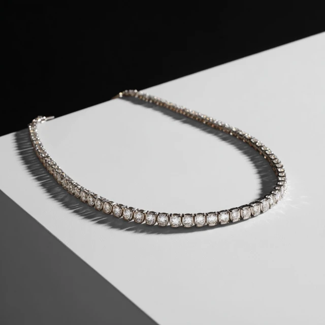 White Gold Diamond Tennis Necklace - Luxury Jewelry