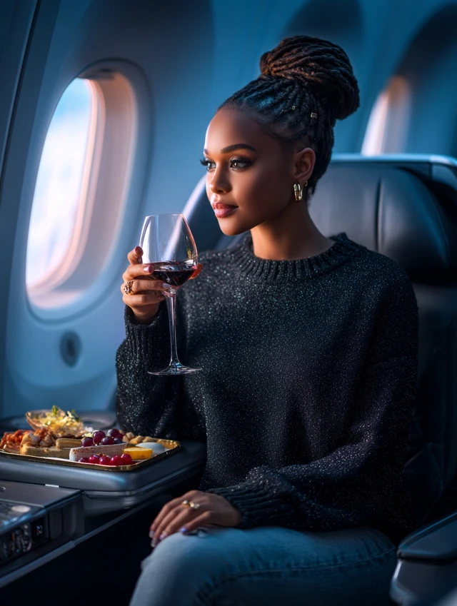 Luxury Travel African American Woman First Class