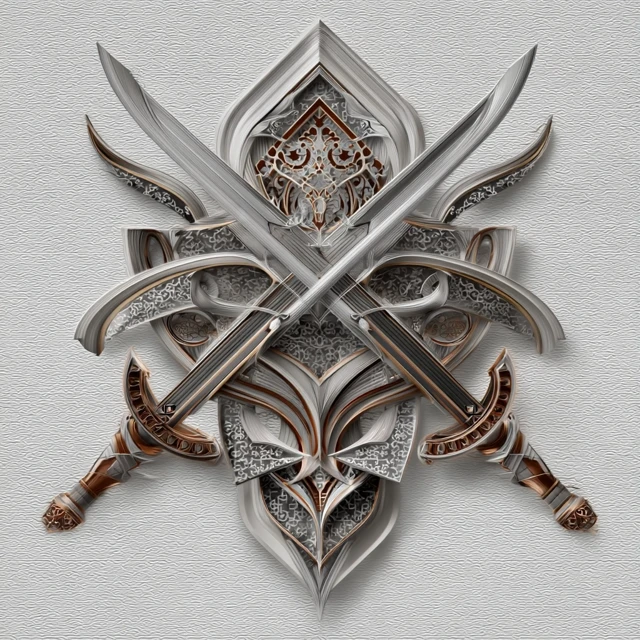 Crossed Swords Logo Heraldic Design