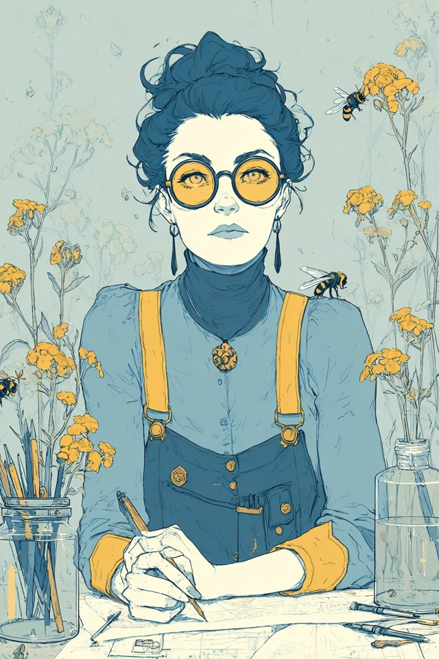 Architecture Student Drawing Bees Illustration