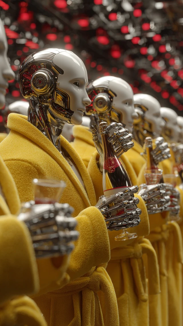 Robots Drinking Champagne A Futuristic Celebration