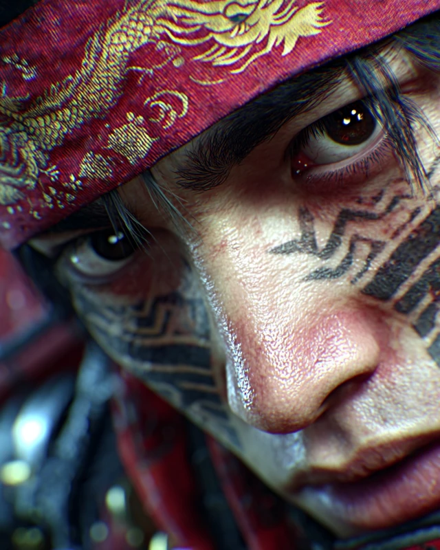 Cyberpunk Tribal Warrior Portrait Hyperrealistic