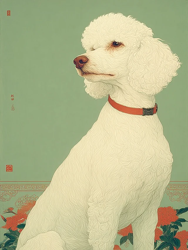White Poodle Dog Painting
