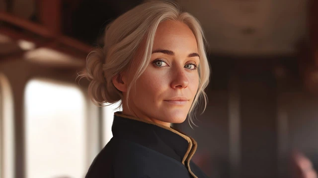 Blonde Woman Train Staff Uniform