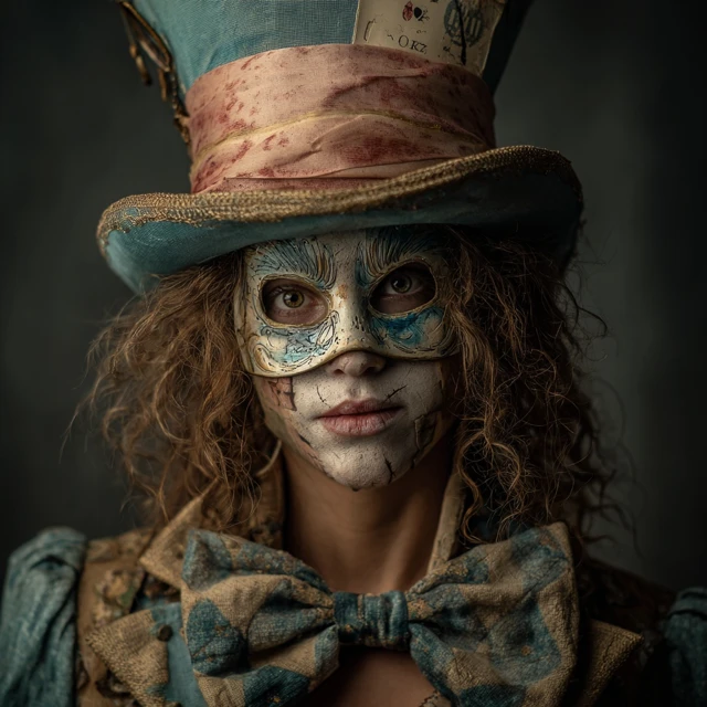 Female Mad Hatter with Mask A Fantasy Portrait
