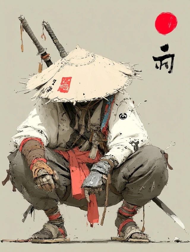 Cool Ninja Warrior with Mythical Weapons