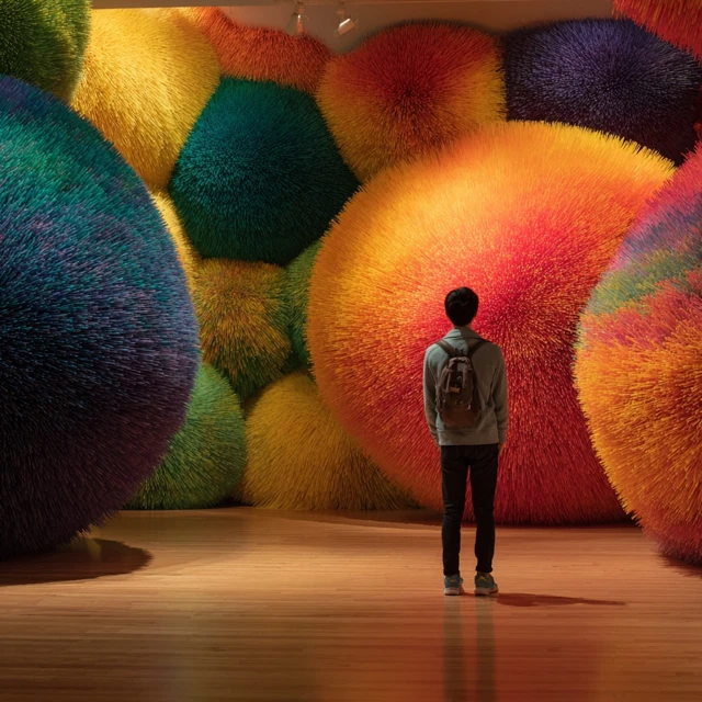 Modern Art Gallery Artist and Koosh Ball Installation