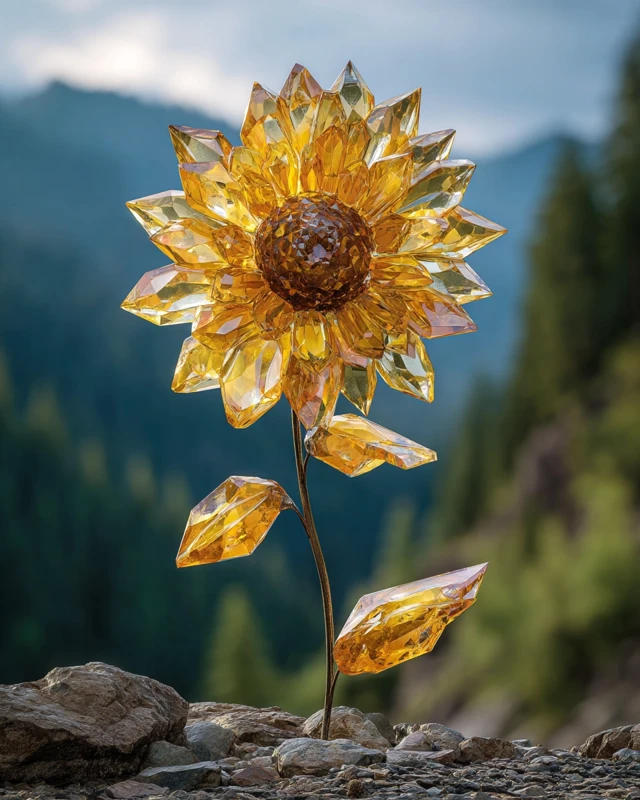 Crystal Sunflower Sculpture