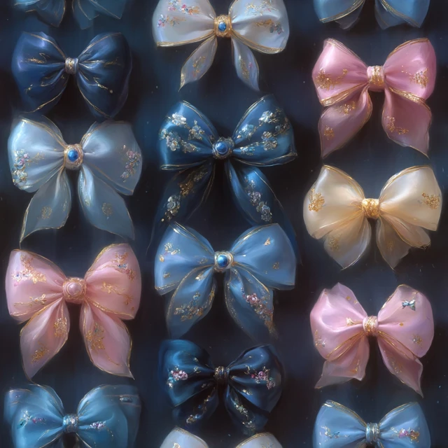 Dark Blue Bows and Butterflies Art