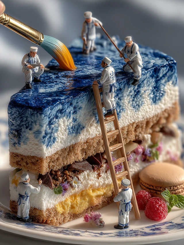Gzhel Cake Miniature Food Photography Art