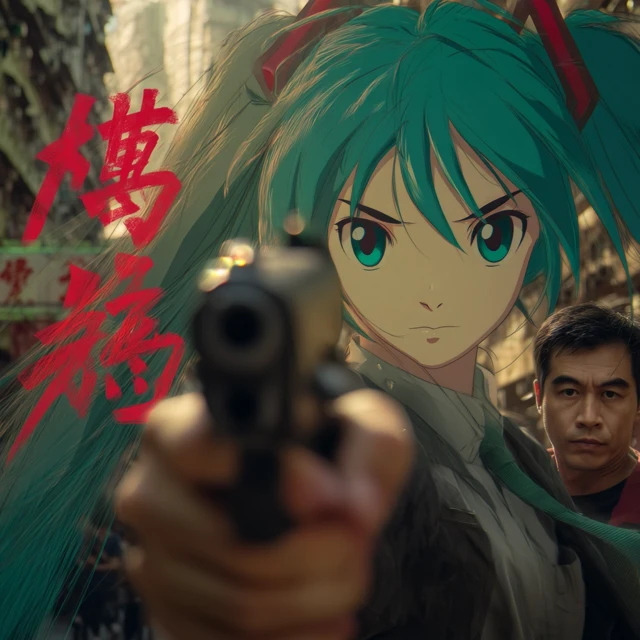 Hatsune Miku Hong Kong Action John Woo Style