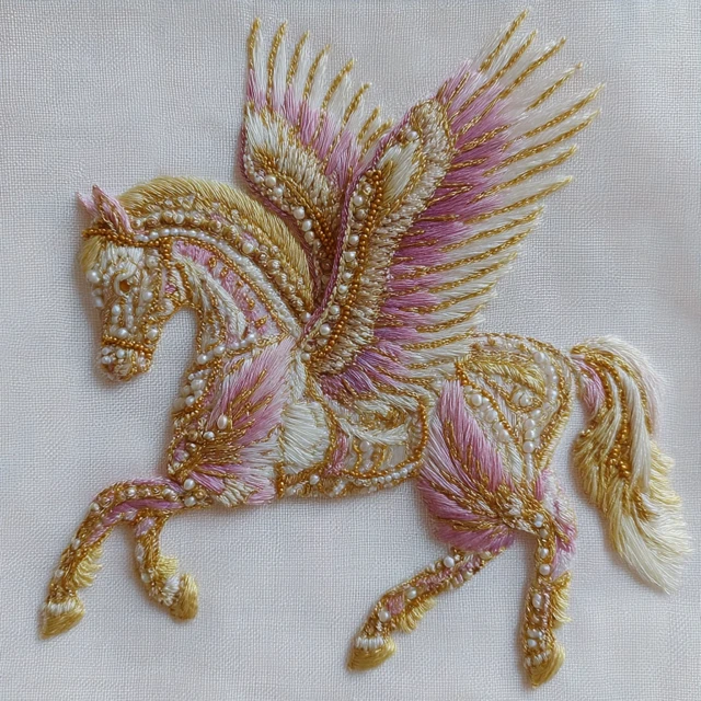Pastel Pegasus Embroidery Art