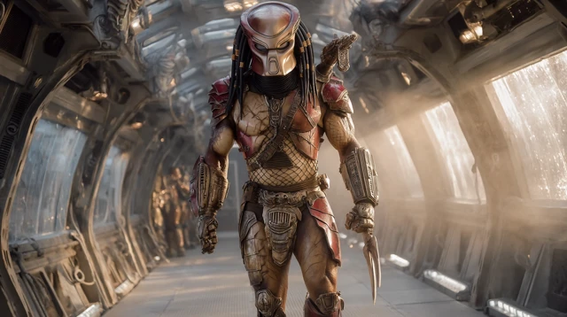 Predator in SciFi Corridor Dramatic Scene