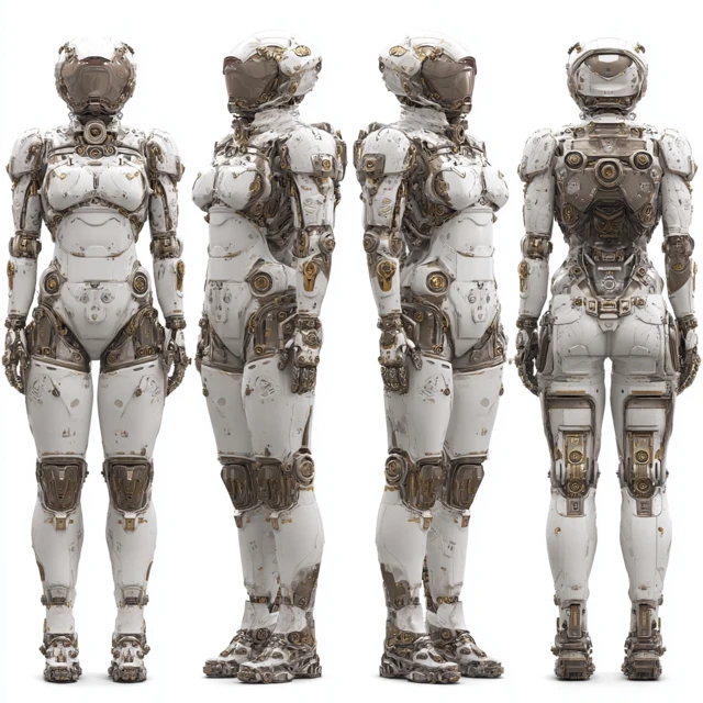 3D Rendering of Mechanical Armor Female