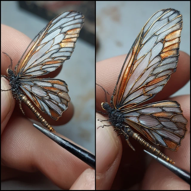 Detailed Butterfly Art With Membrane Wings