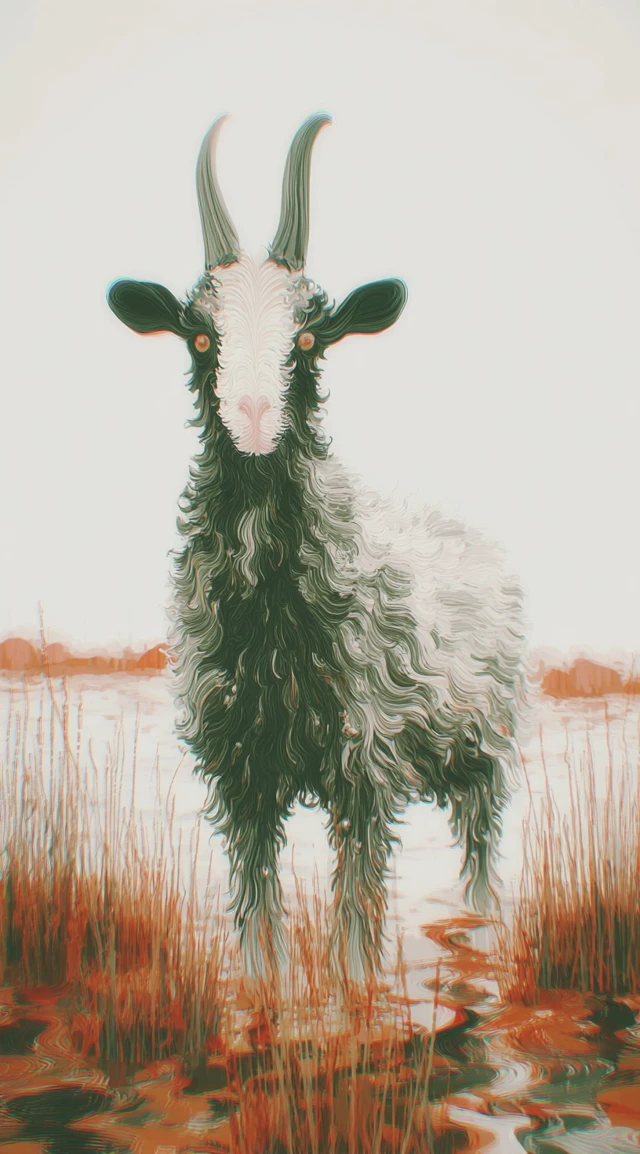 Goat in a Swamp Artistic Illustration