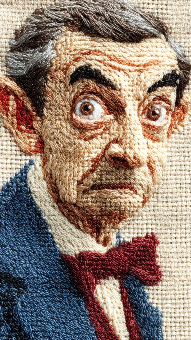Mr Bean Cross Stitch Portrait Studio Photo