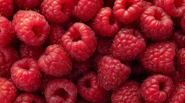 Fresh Ripe Raspberries Close Up Texture