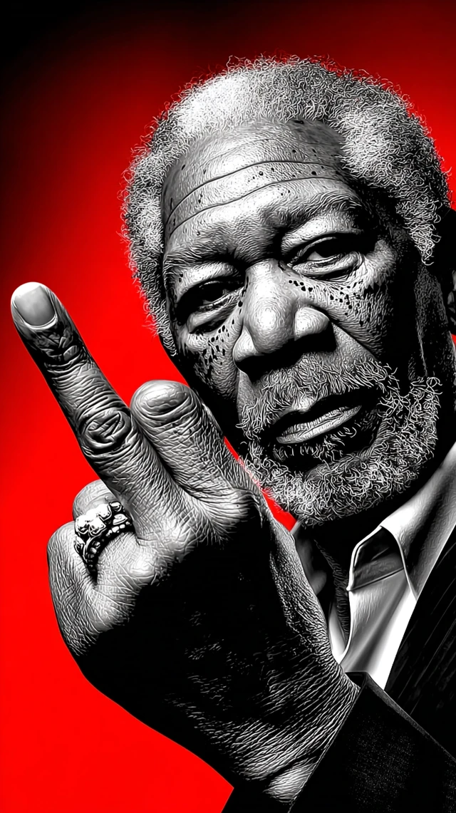 Morgan Freeman Flip Off Comic Style Art
