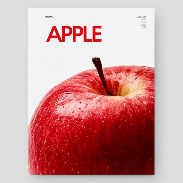Red Apple Poster Design Minimalist Fruit Illustration