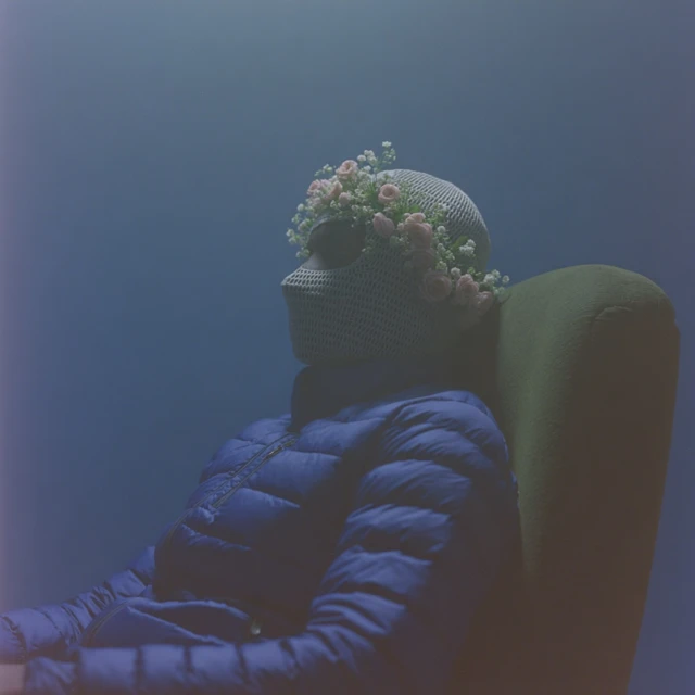 Dreamy Portrait Man Flowers Blue Aesthetic